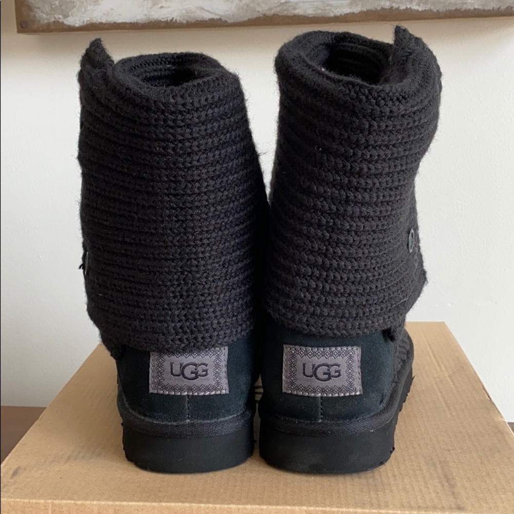 UGG Classic Cardy Black Knit Boots NIB